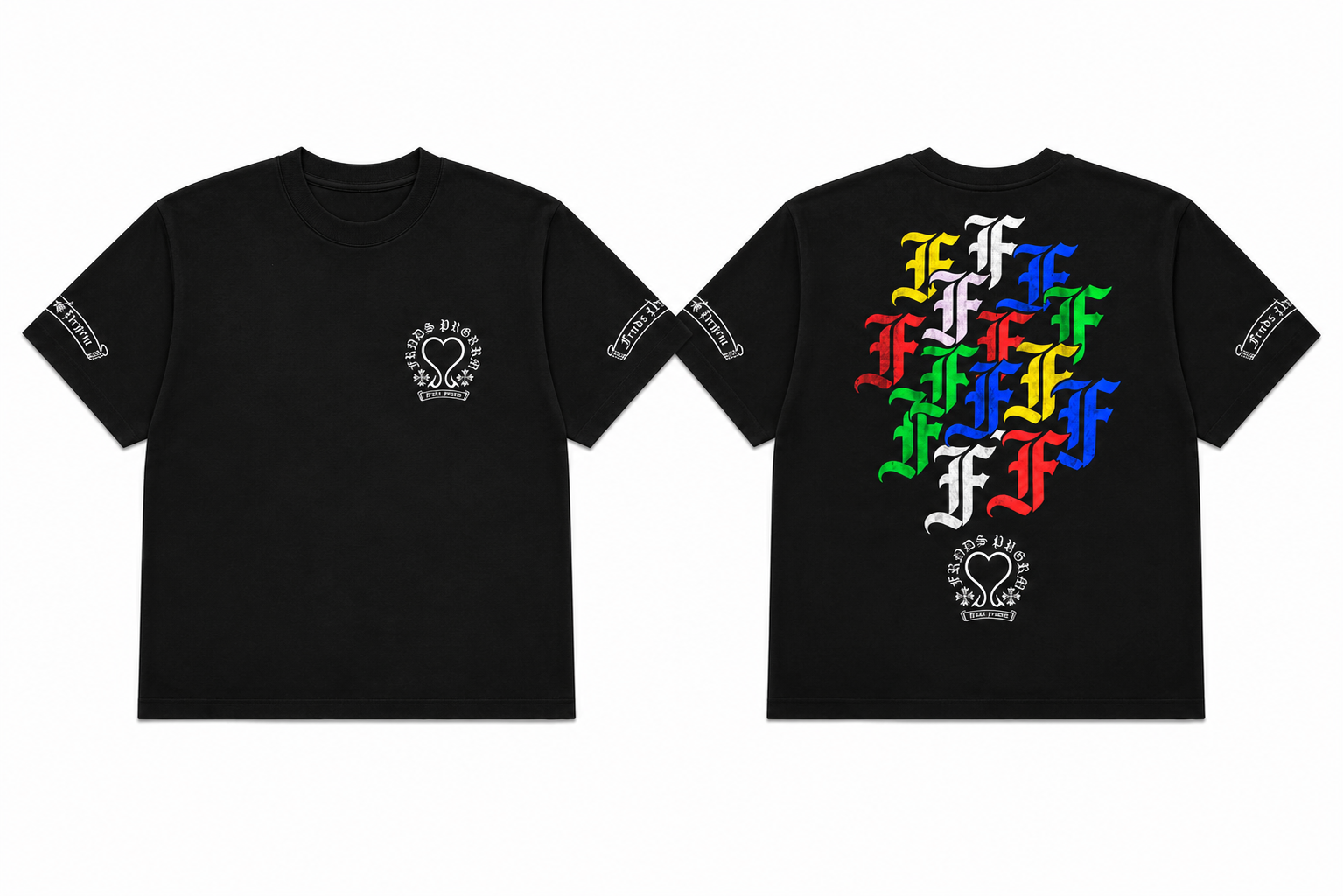 Black FRNDS PRGRM crop top front and back mockup
