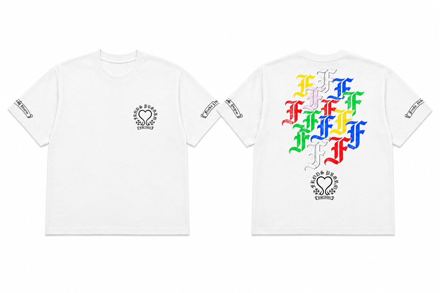White FRNDS PRGRM crop top front and back mockup