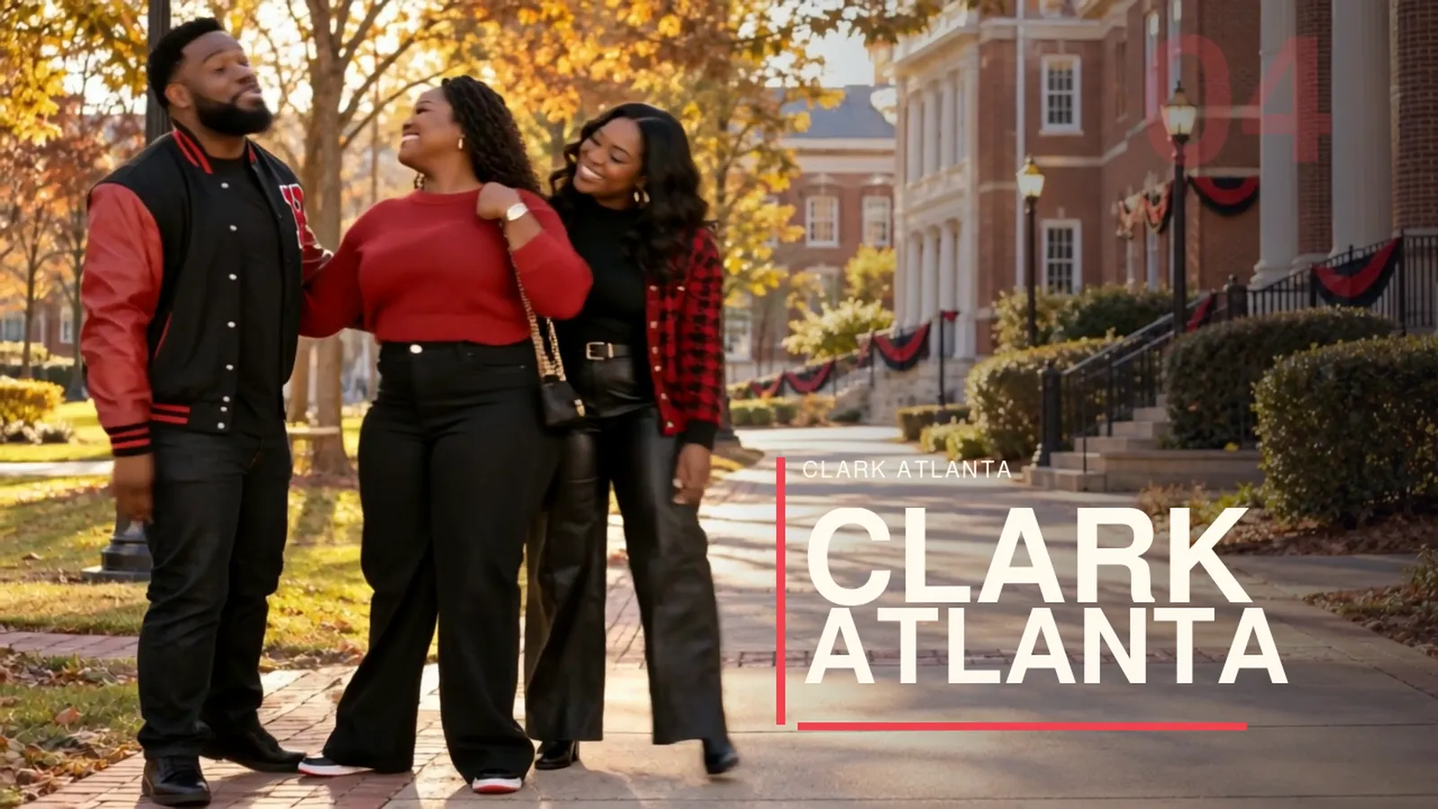 Friends together at Clark Atlanta in a trailer scene